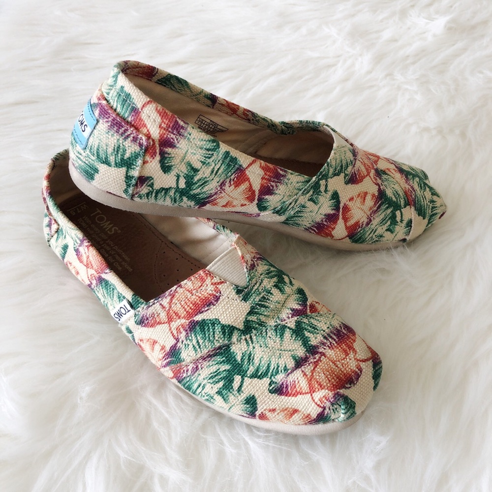 TOMS Tropical Floral Burlap Slip-on Shoes